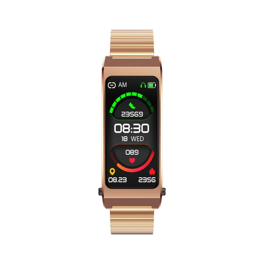 K13S 1.14 inch TFT Screen Slub Steel Strap Smart Calling Bracelet Supports Sleep Management/Blood Oxygen Monitoring(Rose Gold) by bashfashion