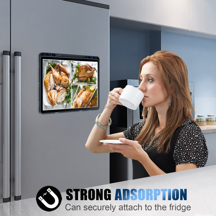 For Samsung Galaxy Tab S9 Cloth Texture Multi-folding Horizontal Flip Leather Tablet Case(Dark Blue) by bashfashion