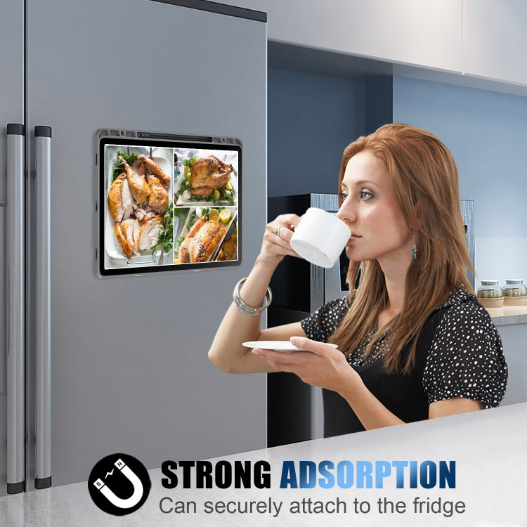 For Samsung Galaxy Tab S9 Cloth Texture Multi-folding Horizontal Flip Leather Tablet Case(Grey) by bashfashion