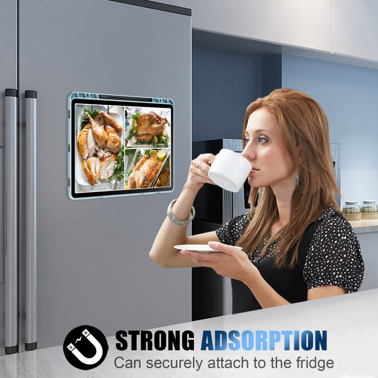 For Samsung Galaxy Tab S9 Cloth Texture Multi-folding Horizontal Flip Leather Tablet Case(Sky Blue) by bashfashion