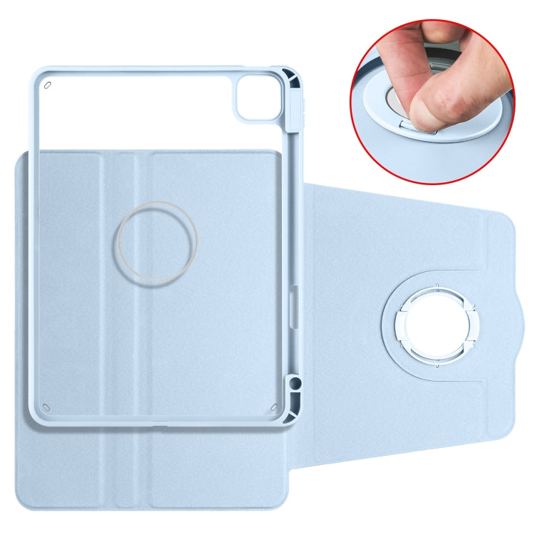 For iPad Pro 11 2025 / 2024 Acrylic 360 Rotation Detachable Leather Tablet Case(Ice Blue) by bashfashion