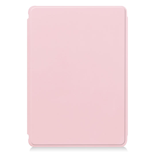 For Samsung Galaxy Tab S9 360 Rotation Transparent Smart Leather Case with Keyboard(Pink) by bashfashion