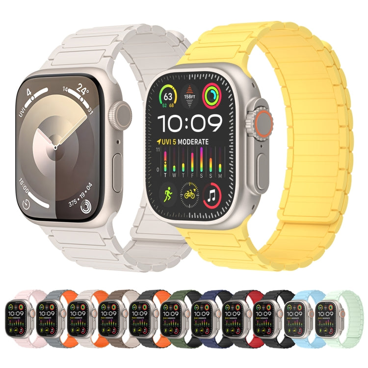 For Apple Watch Series 7 41mm Magnetic Loop Silicone Watch Band(Black Orange) by bashfashion