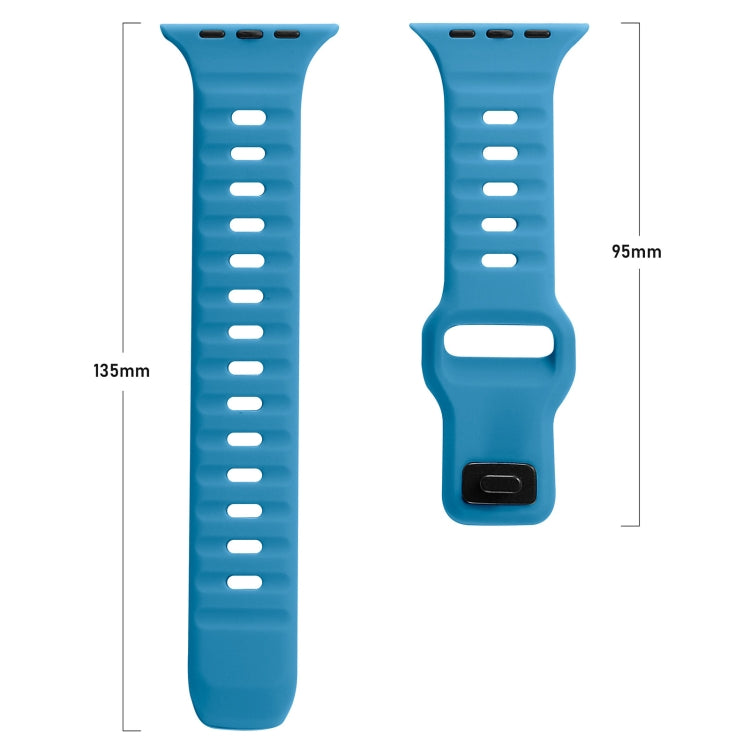 For Apple Watch Ultra 49mm Square Buckle Stripes Silicone Watch Band(Light Blue) by bashfashion