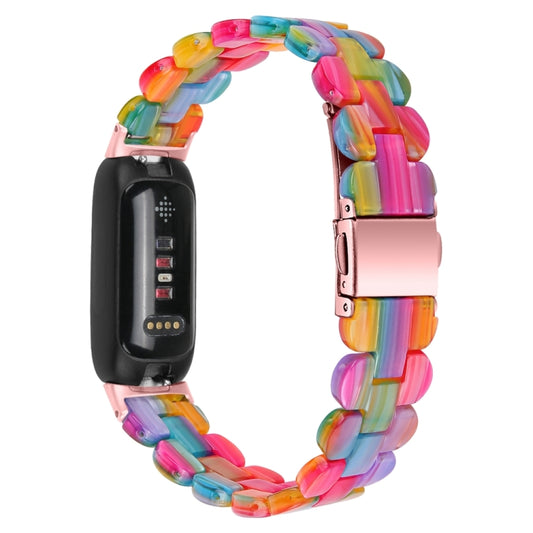 For Fitbit Inspire 3 Oval Resin Replacement Watch Band(Rainbow) by bashfashion