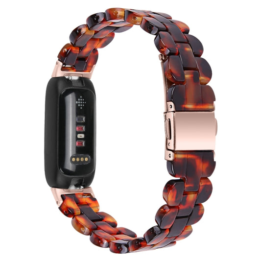 For Fitbit Inspire 3 Oval Resin Replacement Watch Band(Tortoiseshell) by bashfashion