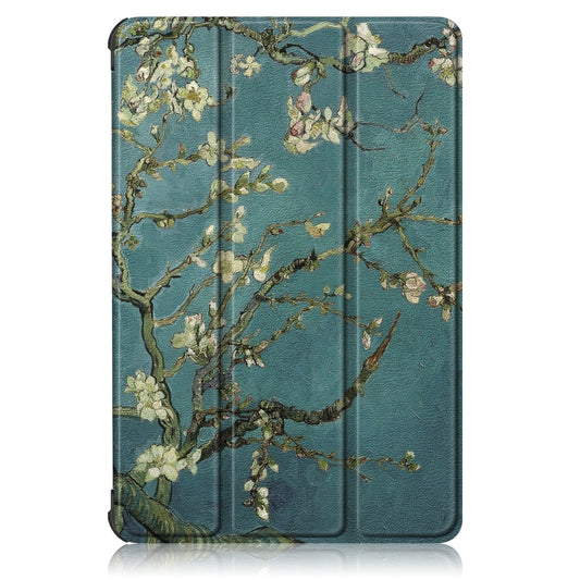 For Honor Pad 7 10.1inch/X8/X8 Lite Custer Painted Painted 3-folding Holder Tablet PC Leather Case(Apricot Blossom) by bashfashion