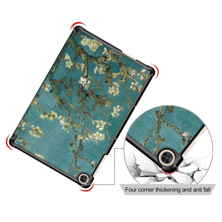 For Honor Pad 7 10.1inch/X8/X8 Lite Custer Painted Painted 3-folding Holder Tablet PC Leather Case(Apricot Blossom) by bashfashion