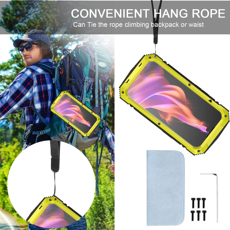 For iPhone 15 Plus R-JUST Shockproof Life Waterproof Dust-proof Metal + Silicone Phone Case with Holder(Yellow) by R-JUST