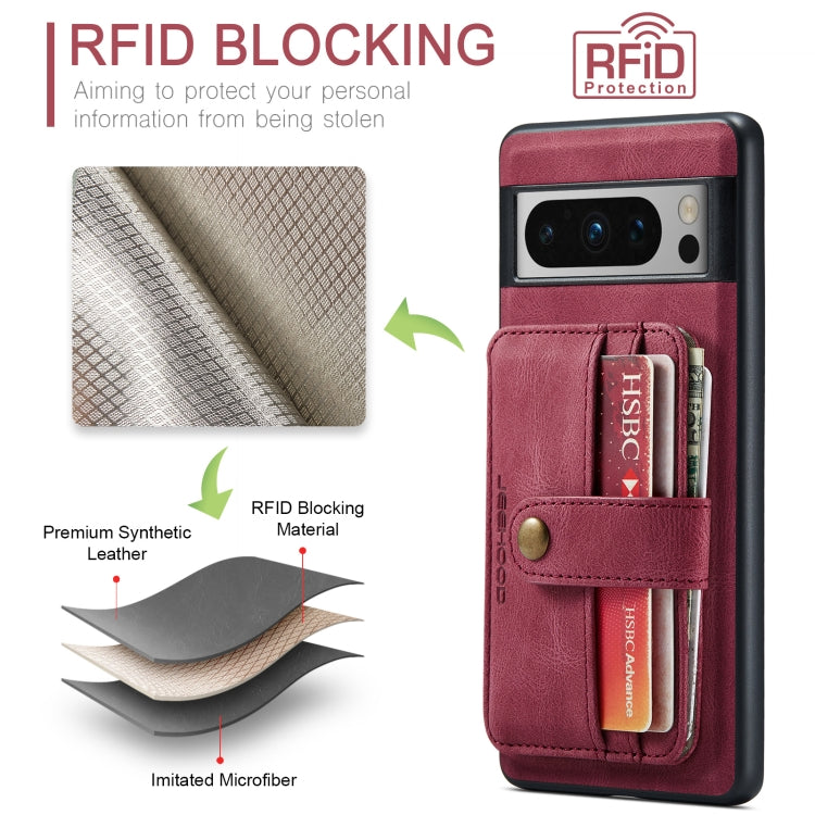 For Google Pixel 8 Pro JEEHOOD RFID Blocking Anti-Theft Magnetic PU Phone Case(Red) by JEEHOOD