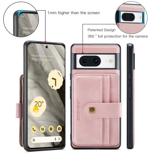 For Google Pixel 8 JEEHOOD RFID Blocking Anti-Theft Magnetic PU Phone Case(Pink) by JEEHOOD