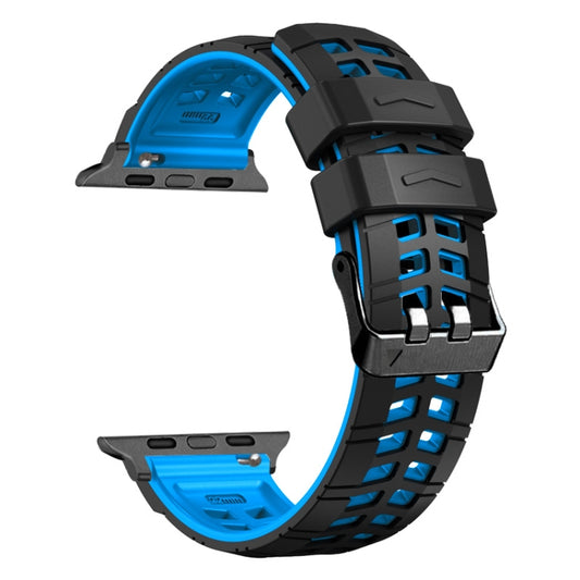 For Apple Watch 38mm Twill Dual-row Buckle Silicone Watch Band(Black Blue) by bashfashion