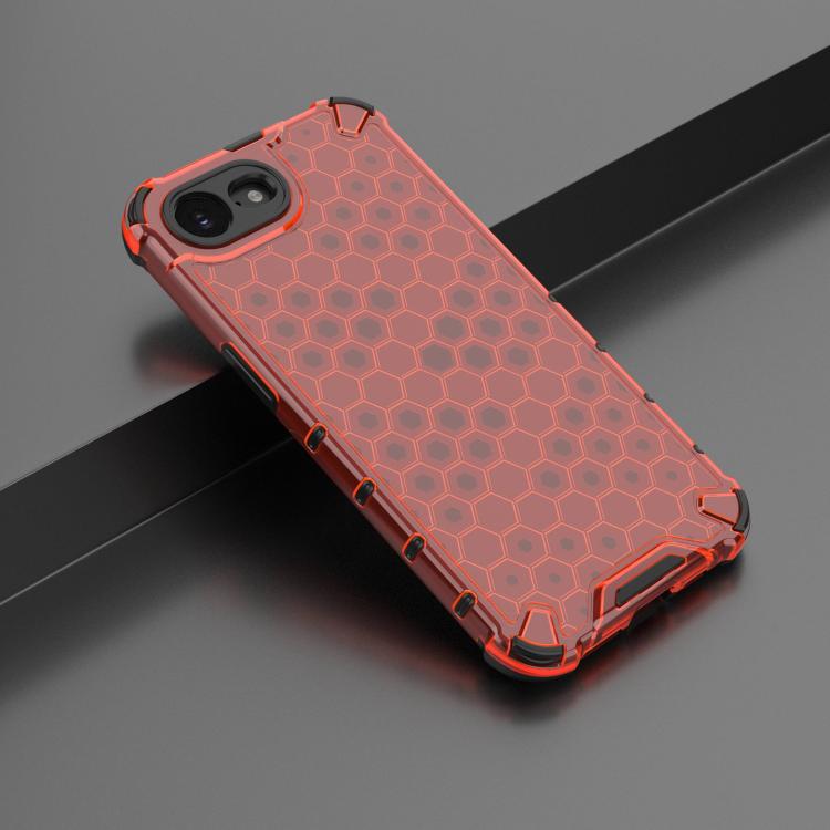 For iPhone 16e Honeycomb Shockproof Phone Case(Red) by bashfashion