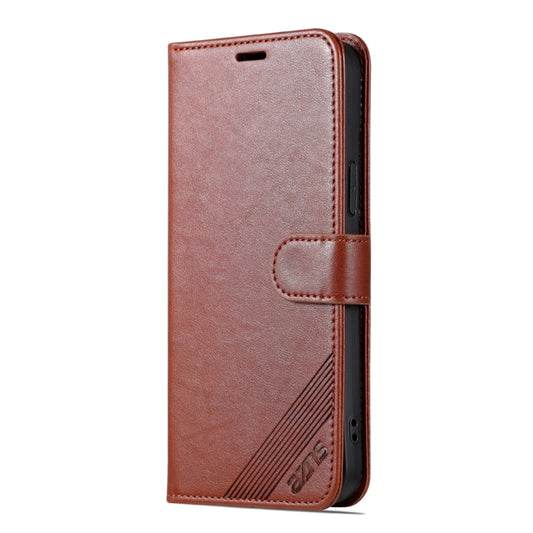 For iPhone 15 Plus AZNS Sheepskin Texture Flip Leather Phone Case(Brown) by AZNS