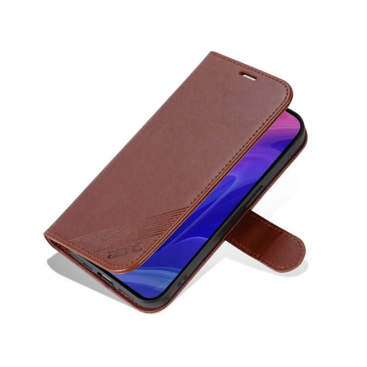 For iPhone 15 Pro AZNS Sheepskin Texture Flip Leather Phone Case(Brown) by AZNS