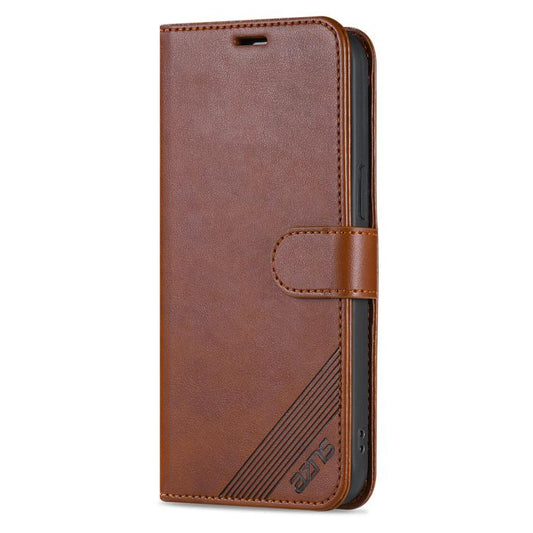 For iPhone 16e AZNS Sheepskin Texture Flip Leather Phone Case(Brown) by AZNS