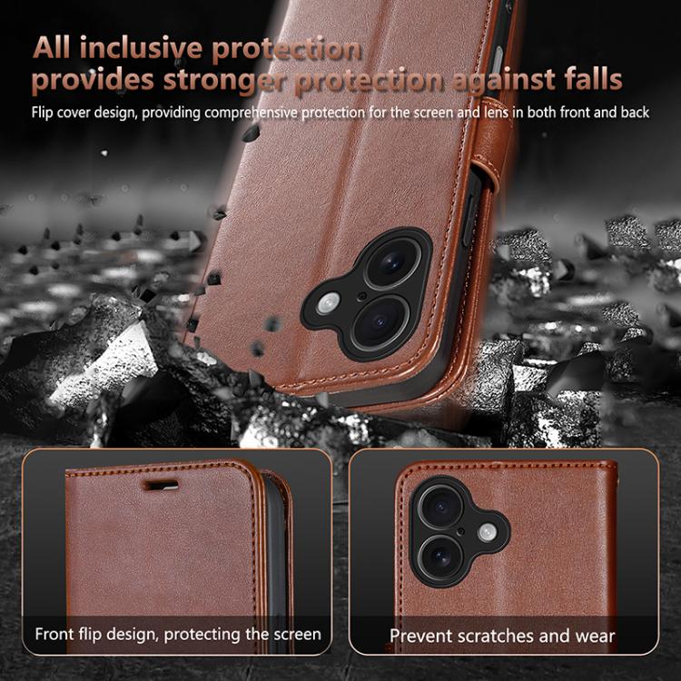 For iPhone 17 AZNS Sheepskin Texture Flip Leather Phone Case(Brown) by AZNS