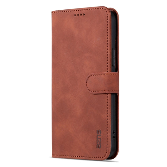 For iPhone 15 Plus AZNS Skin Feel Calf Texture Flip Leather Phone Case(Brown) by AZNS