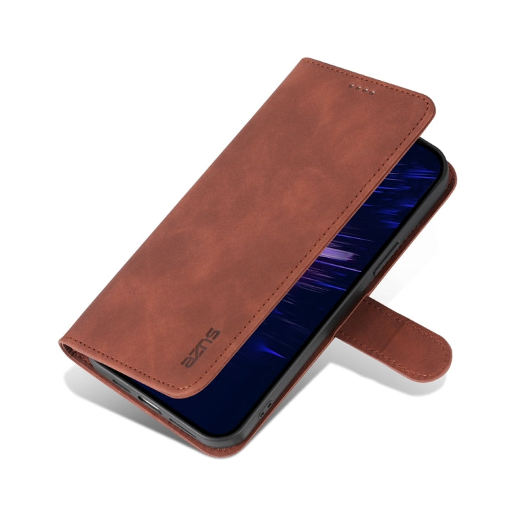 For iPhone 15 Plus AZNS Skin Feel Calf Texture Flip Leather Phone Case(Brown) by AZNS