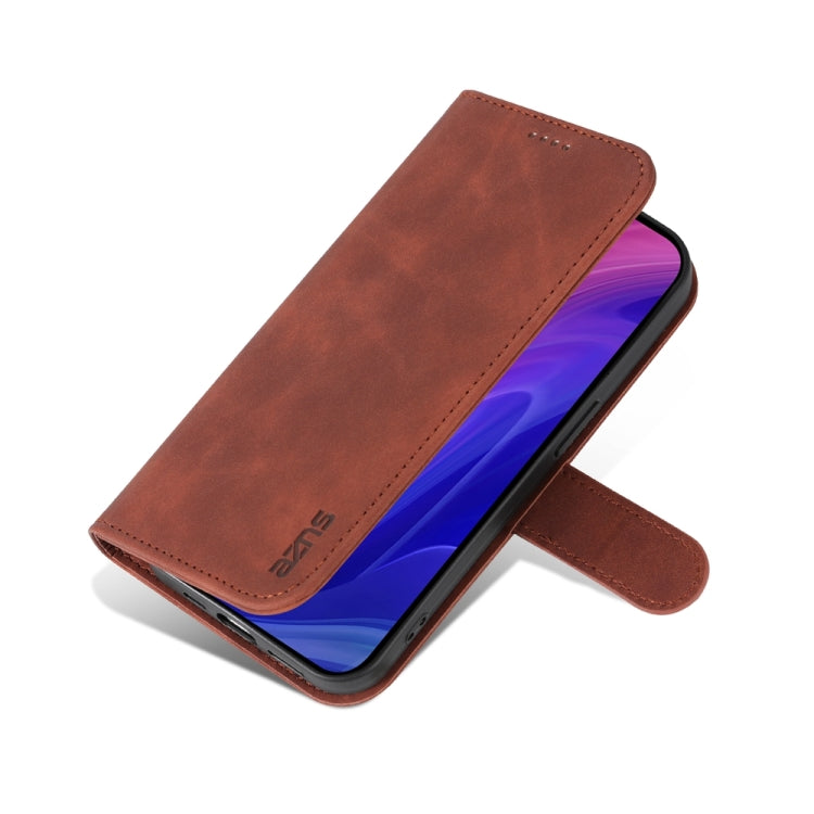 For iPhone 15 Pro AZNS Skin Feel Calf Texture Flip Leather Phone Case(Brown) by AZNS