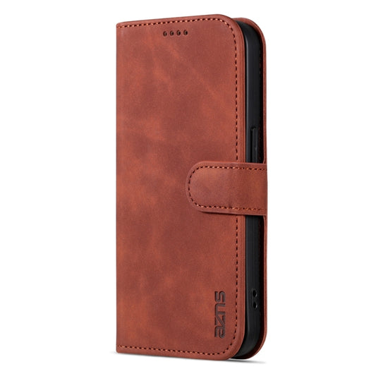 For iPhone 15 Pro Max AZNS Skin Feel Calf Texture Flip Leather Phone Case(Brown) by AZNS