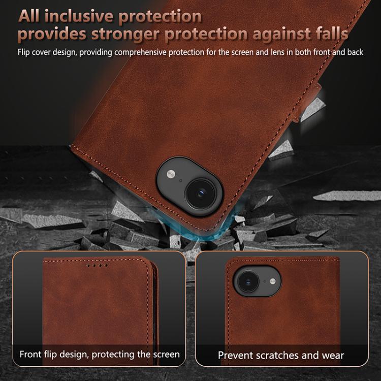 For iPhone 16e AZNS Skin Feel Calf Texture Flip Leather Phone Case(Rose Gold) by AZNS