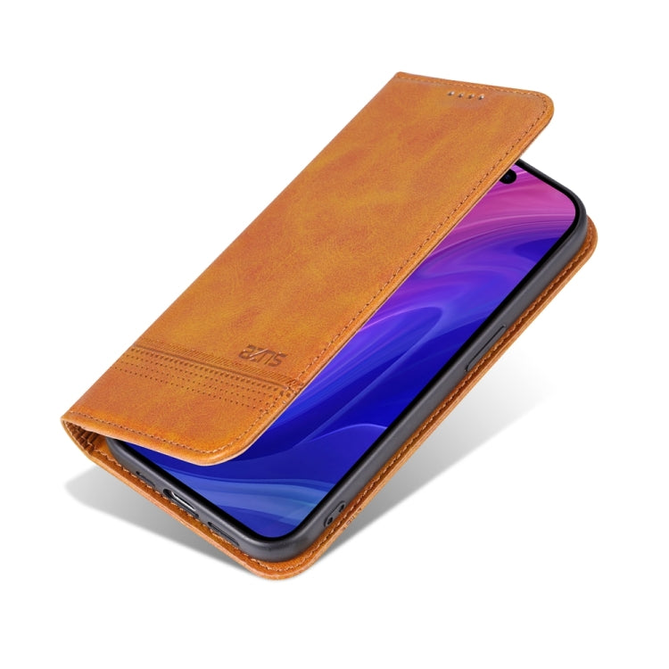 For iPhone 15 Pro Max AZNS Magnetic Calf Texture Flip Leather Phone Case(Light Brown) by AZNS