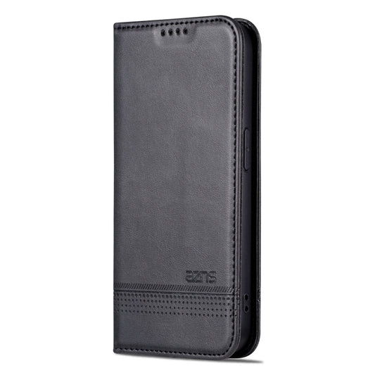For iPhone 15 Pro Max AZNS Magnetic Calf Texture Flip Leather Phone Case(Black) by AZNS