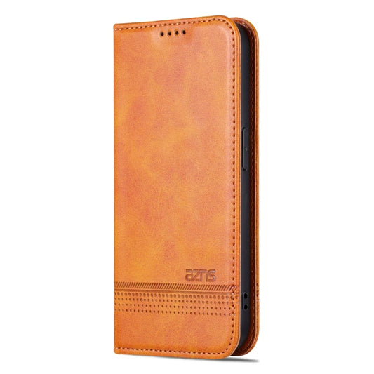 For iPhone 15 Pro AZNS Magnetic Calf Texture Flip Leather Phone Case(Light Brown) by AZNS