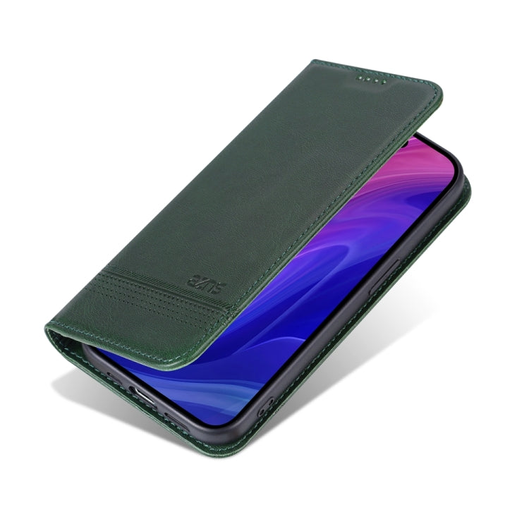 For iPhone 15 Pro AZNS Magnetic Calf Texture Flip Leather Phone Case(Dark Green) by AZNS