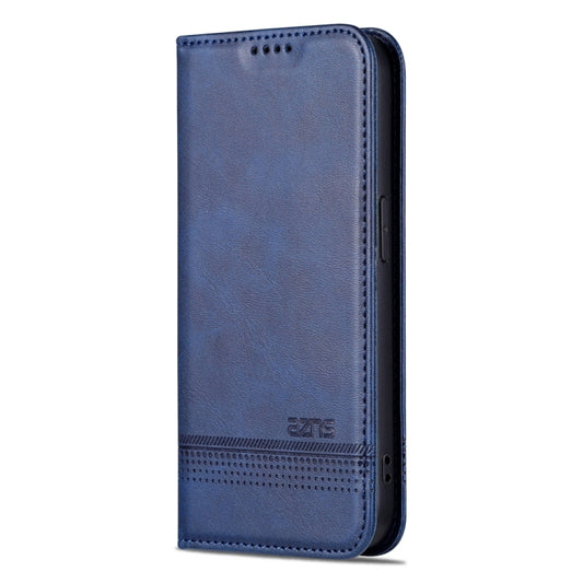 For iPhone 15 Pro AZNS Magnetic Calf Texture Flip Leather Phone Case(Dark Blue) by AZNS