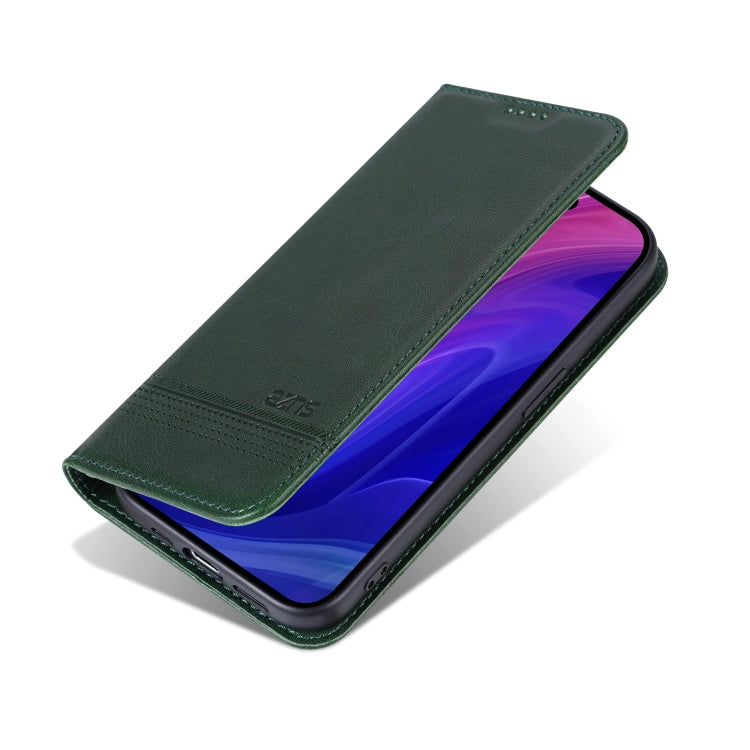 For iPhone 16 Pro Max AZNS Magnetic Calf Texture Flip Leather Phone Case(Dark Green) by AZNS