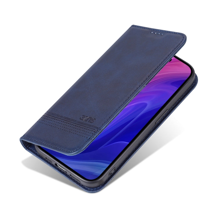 For iPhone 16 Pro Max AZNS Magnetic Calf Texture Flip Leather Phone Case(Dark Blue) by AZNS