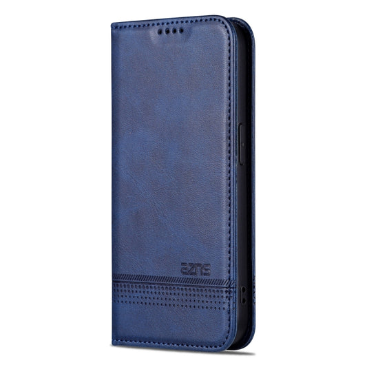 For iPhone 16 Pro AZNS Magnetic Calf Texture Flip Leather Phone Case(Dark Blue) by AZNS