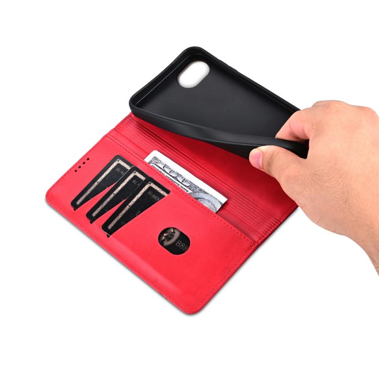 For iPhone 16e AZNS Magnetic Calf Texture Flip Leather Phone Case(Red) by AZNS