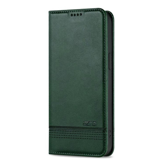 For iPhone 16e AZNS Magnetic Calf Texture Flip Leather Phone Case(Dark Green) by AZNS