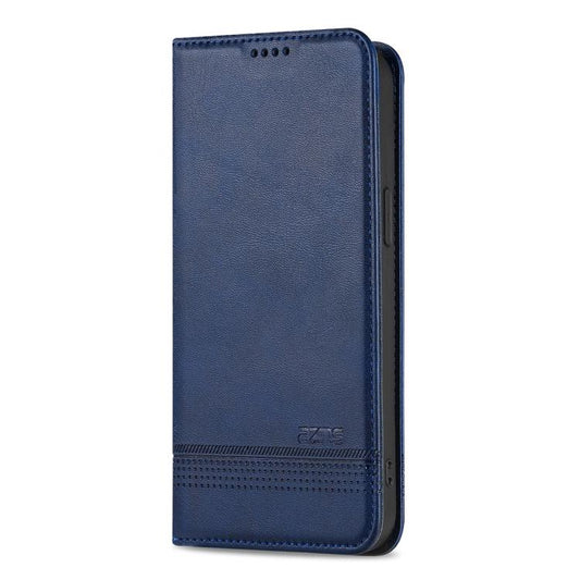 For iPhone 16e AZNS Magnetic Calf Texture Flip Leather Phone Case(Dark Blue) by AZNS