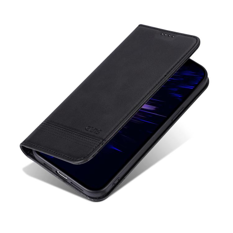 For iPhone 16e AZNS Magnetic Calf Texture Flip Leather Phone Case(Black) by AZNS