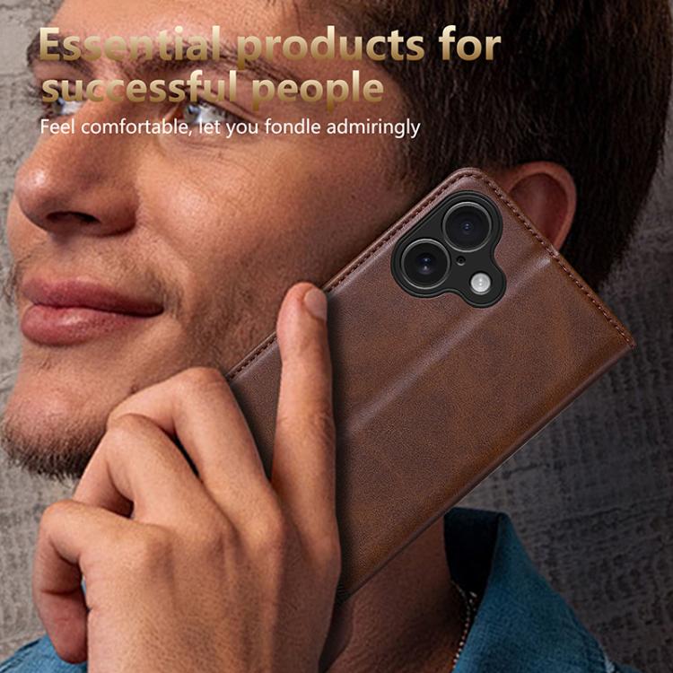 For iPhone 17 AZNS Magnetic Calf Texture Flip Leather Phone Case(Dark Brown) by AZNS