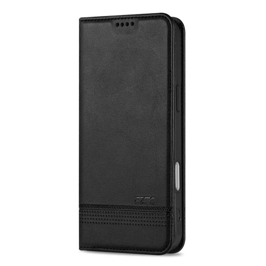 For iPhone 17 Pro AZNS Magnetic Calf Texture Flip Leather Phone Case(Black) by AZNS