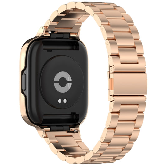 For Redmi Watch 3 Lite / Watch 3 Active 2 in 1 Three-bead Metal Watch Band with Watch Frame(Rose Gold) by bashfashion