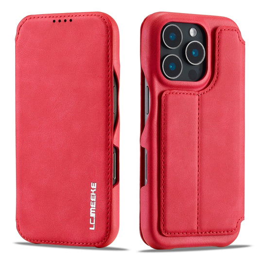 For iPhone 15 Pro LC.IMEEKE Hon Ancient Series Flip Leather Phone Case(Red) by LC.IMEEKE