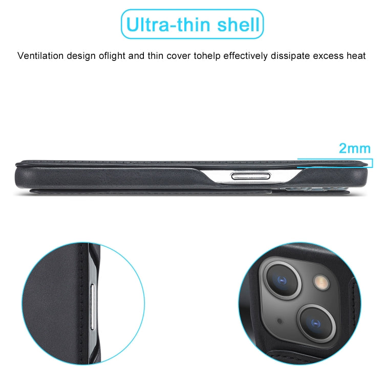 For iPhone 15 Plus LC.IMEEKE Hon Ancient Series Flip Leather Phone Case(Black) by LC.IMEEKE