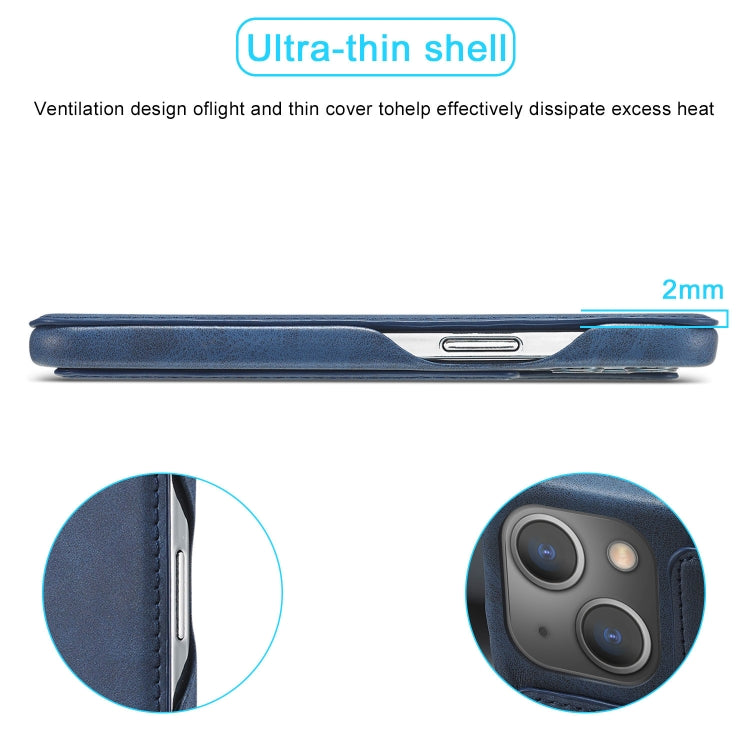 For iPhone 15 Plus LC.IMEEKE Hon Ancient Series Flip Leather Phone Case(Blue) by LC.IMEEKE