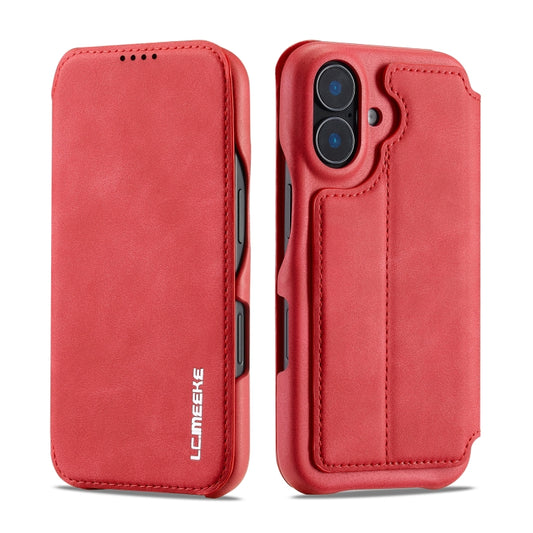 For iPhone 15 LC.IMEEKE Hon Ancient Series Flip Leather Phone Case(Red) by LC.IMEEKE