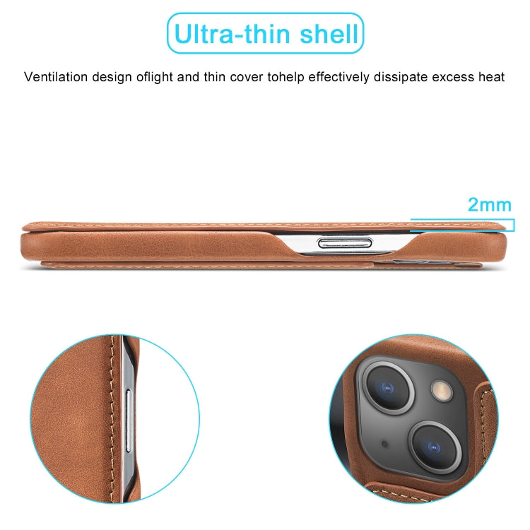 For iPhone 15 LC.IMEEKE Hon Ancient Series Flip Leather Phone Case(Brown) by LC.IMEEKE