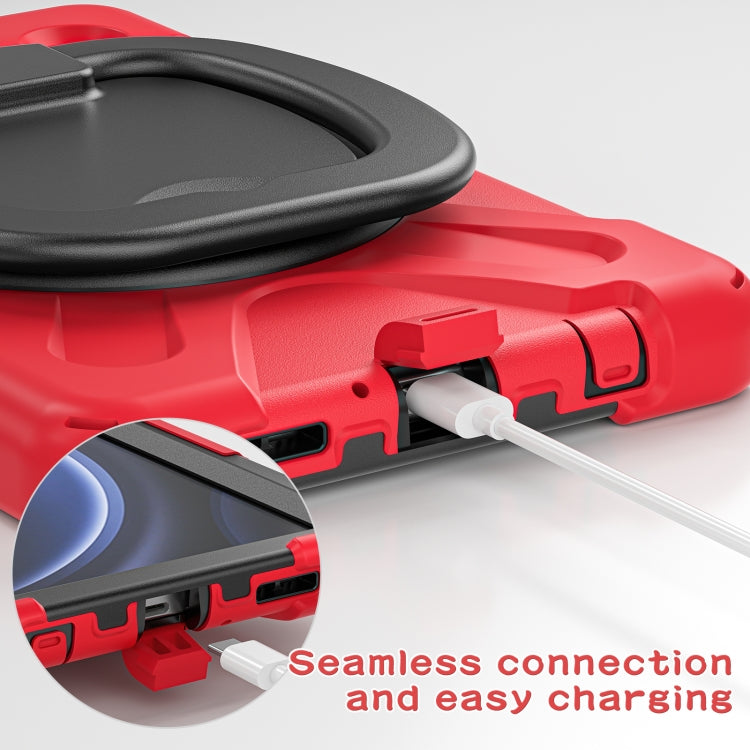 For Samsung Galaxy Tab A9 / Tab A11 Silicone Hybrid PC Tablet Case with Holder & Shoulder Strap(Red) by bashfashion