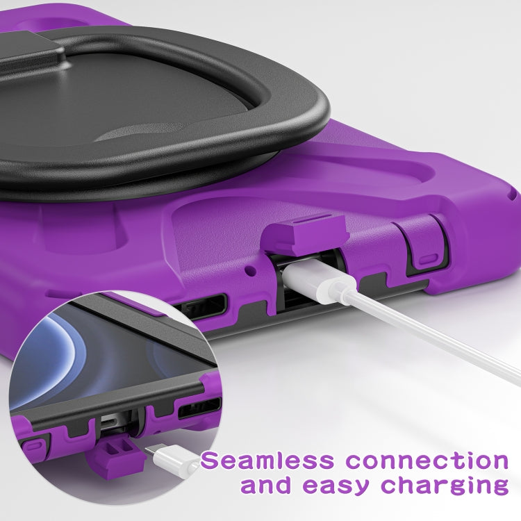 For Samsung Galaxy Tab A9 / Tab A11 Silicone Hybrid PC Tablet Case with Holder & Shoulder Strap(Purple) by bashfashion