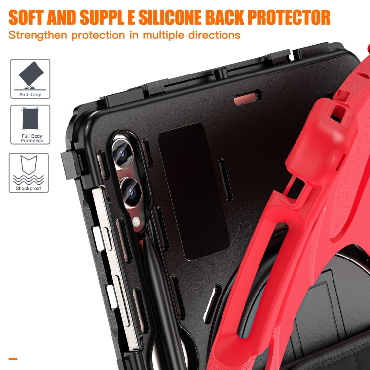 For Samsung Galaxy Tab S9+ / S8+ Rotatable Kickstand Grip Heavy Duty Hard Rugged Tablet Case(Red) by bashfashion