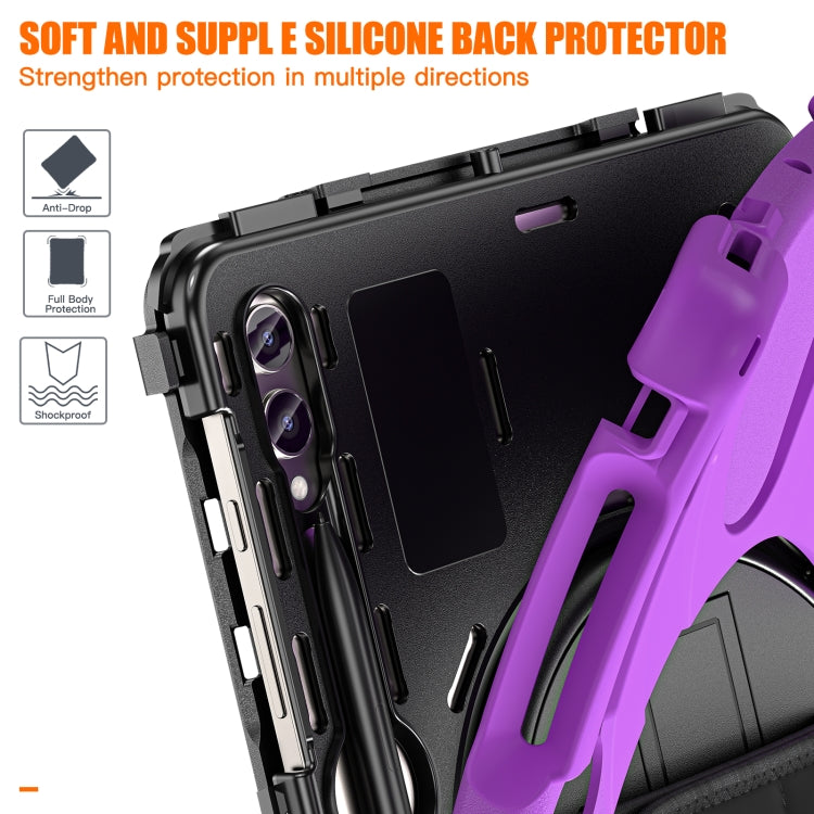 For Samsung Galaxy Tab S9+ / S8+ Rotatable Kickstand Grip Heavy Duty Hard Rugged Tablet Case(Purple) by bashfashion